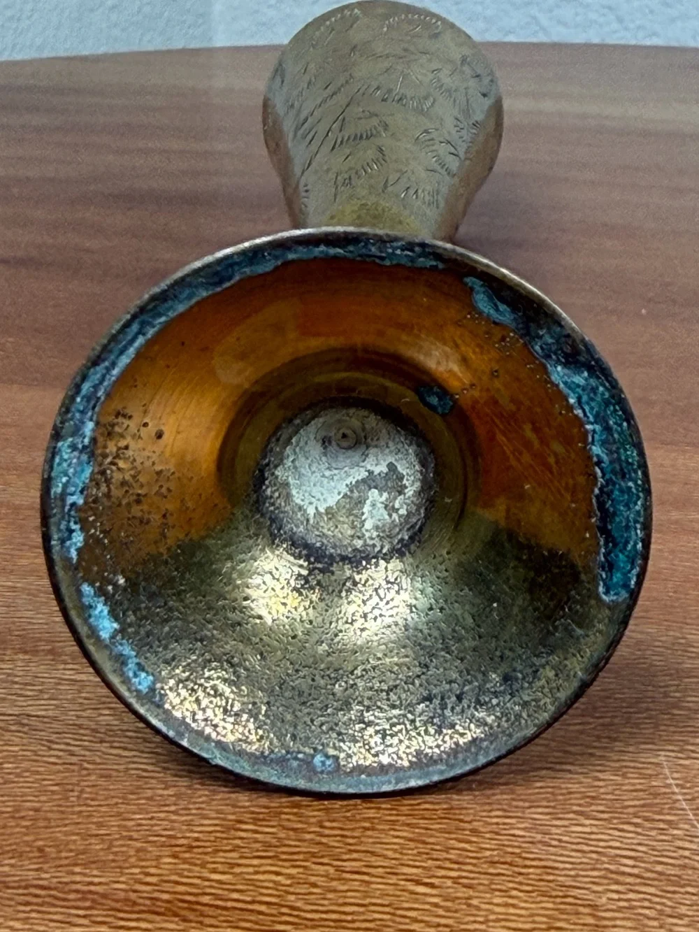 Vintage Solid Brass hand etched 6.5